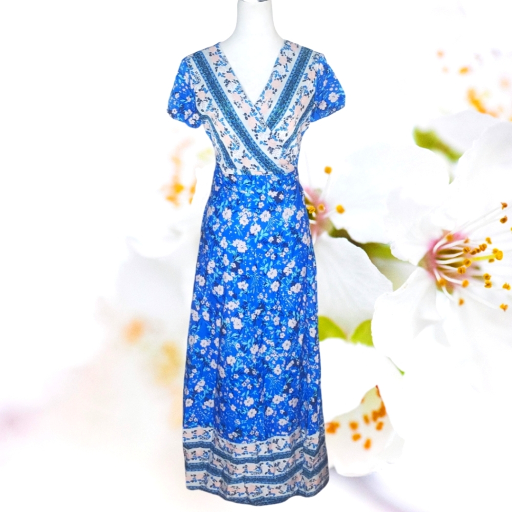 Floral Print Lightweight & Airy Floral Print Wrap Around Maxi Dress